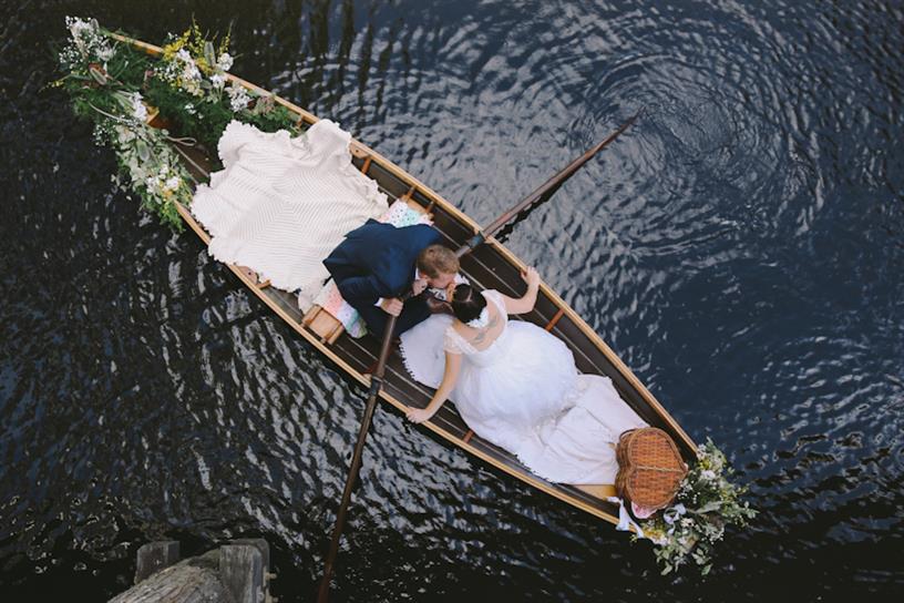 Romantic Rowboat Wedding Exit