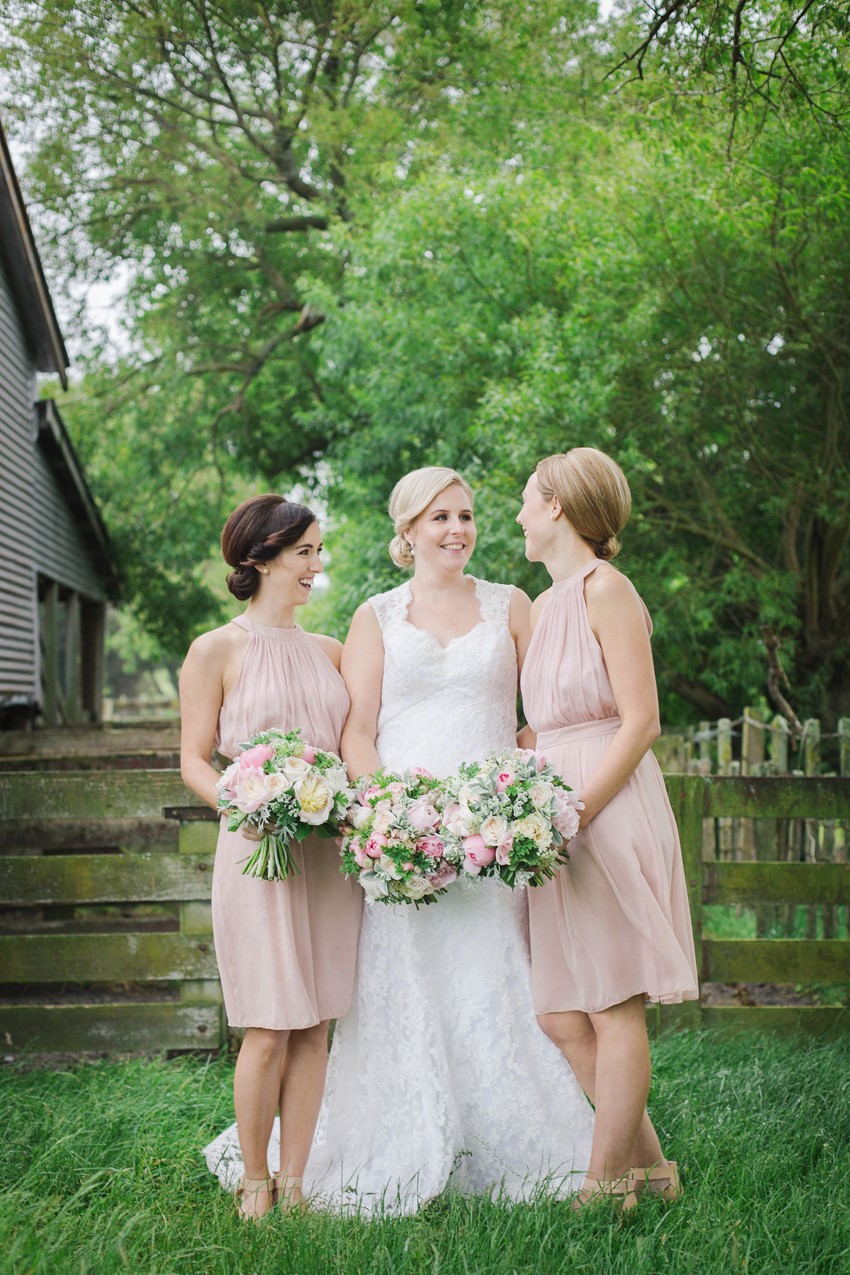 Bride & bridesmaids in pink