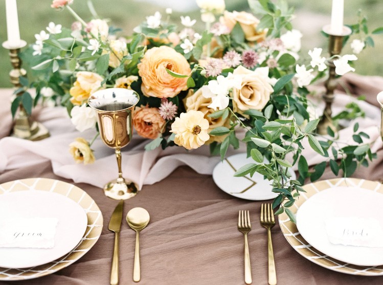 Romantic Modern Vintage Wedding Tablescape