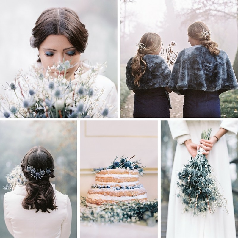 Enchanting Winter Wedding Inspiration in Moody Shades of Blue