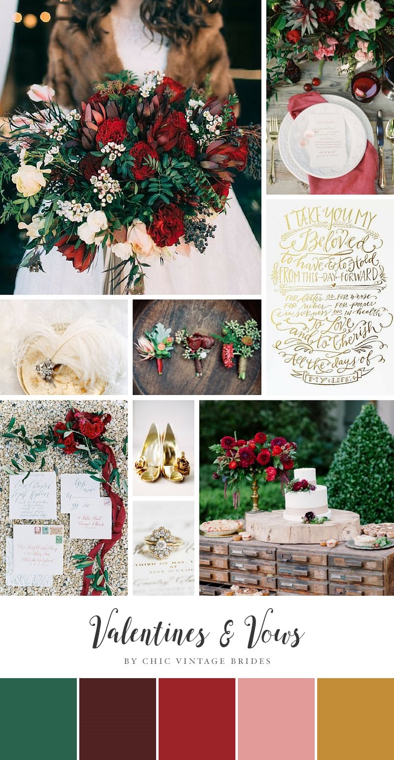 Valentines & Vows - Valentines Day Wedding Ideas in a Romantic Palette of Red & Gold