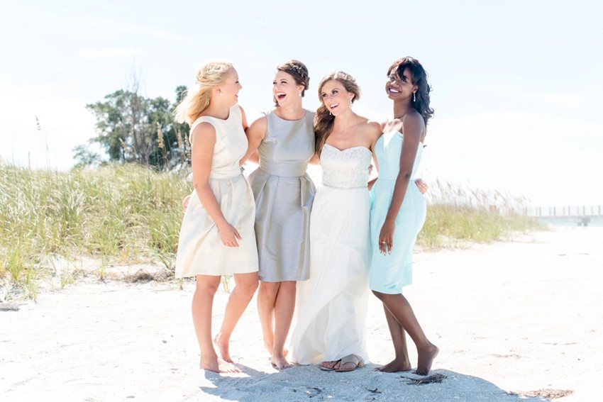 Chic Mismatched Bridesmaid Dresses from Dessy // Photography by Caroline & Evan Photography