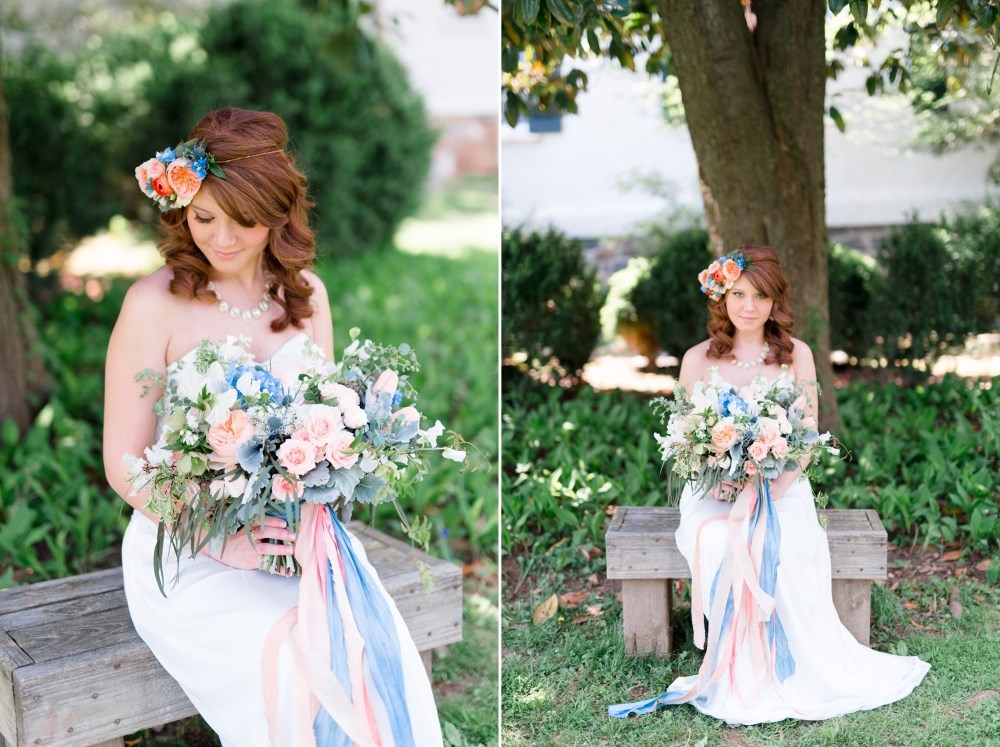 Spring Wedding Inspiration in Peach & Blue Photography by Anna Kardos Photography