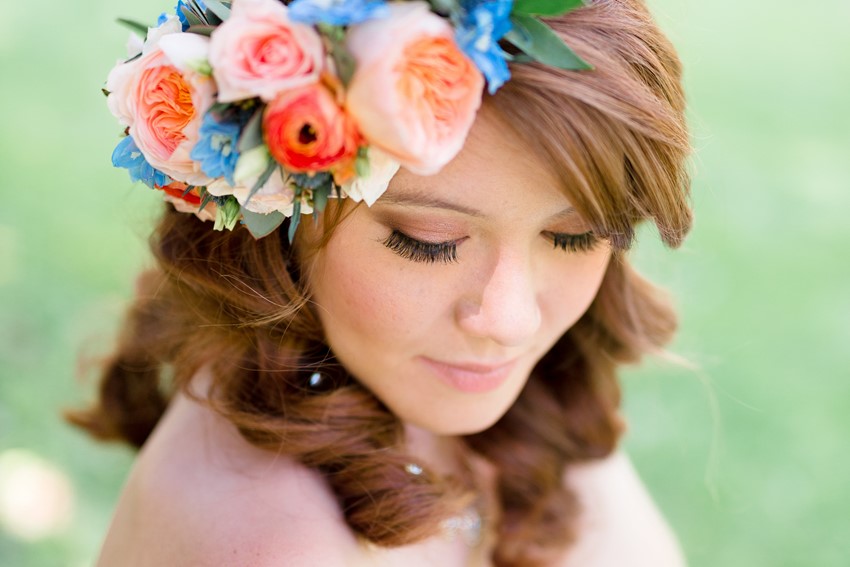 Bridal Flower Crown of Spring Blooms Photography by Anna Kardos 
