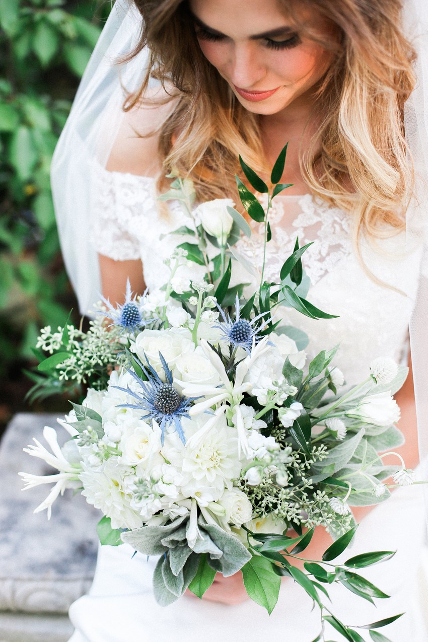 Blue & White Bridal Bouquet Photography by Gaudium Photography
