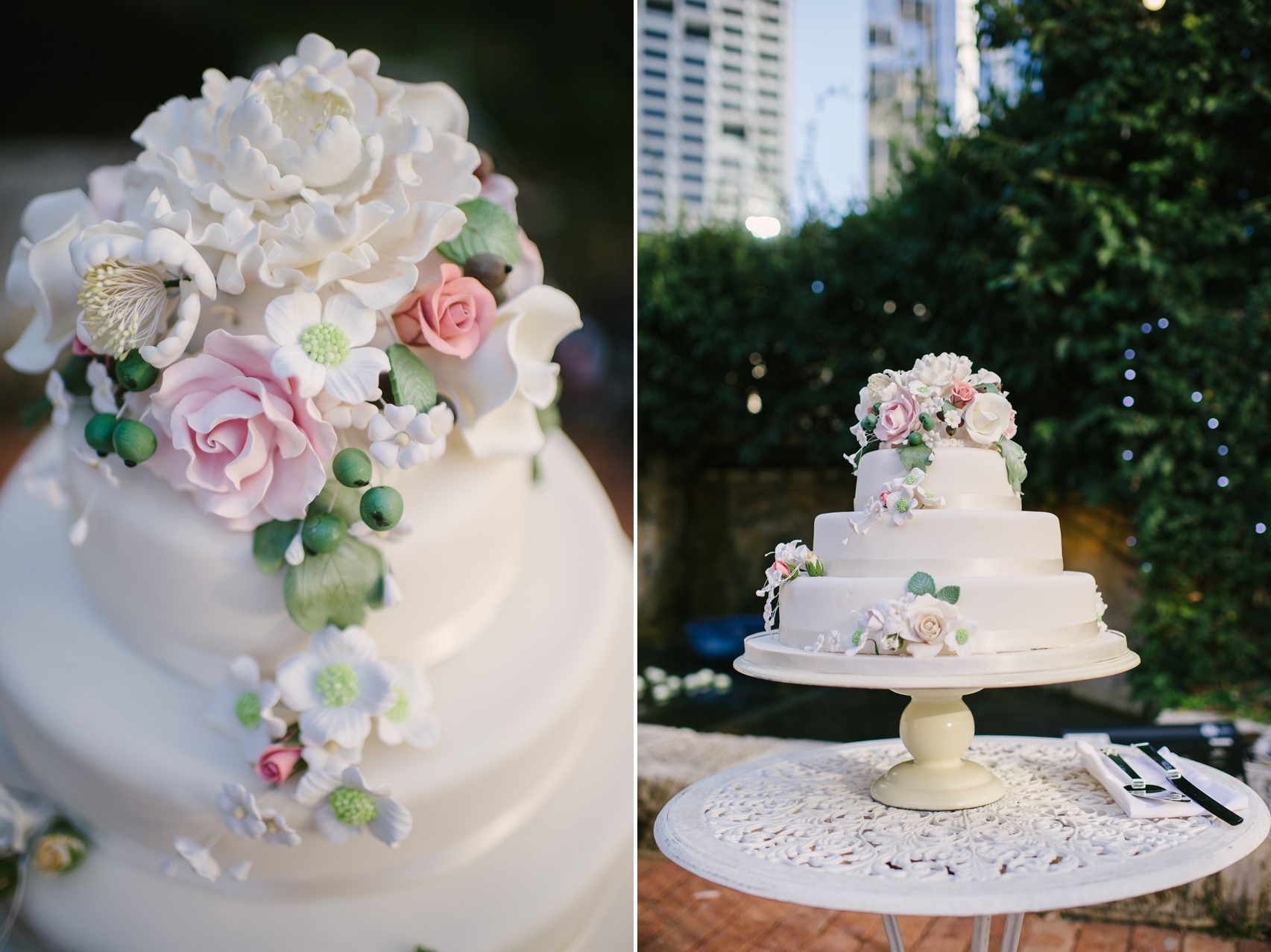 Floral Wedding Cake Photography by Claire Morgan