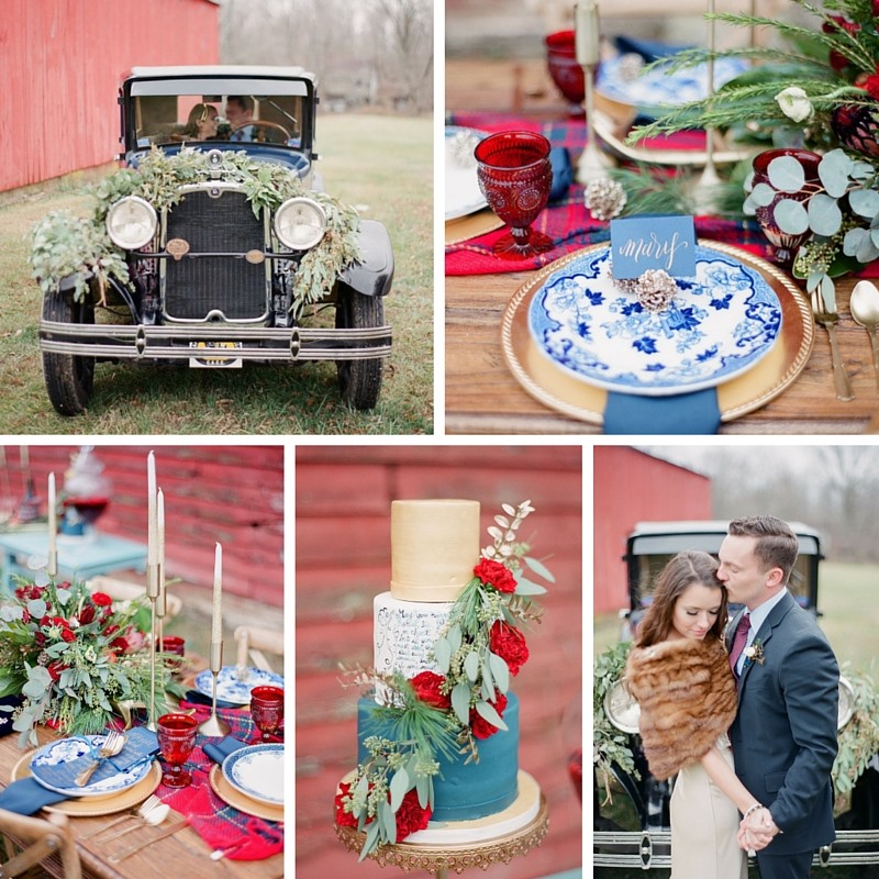 Rustic Vintage Winter Wedding Inspiration in Red, Blue & Gold Photography by Shannon Duggan Photography