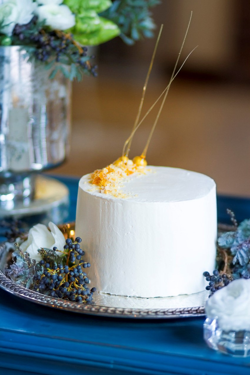 Single Tier Winter Wedding Cake // Photography ~ Twin Lens Weddings