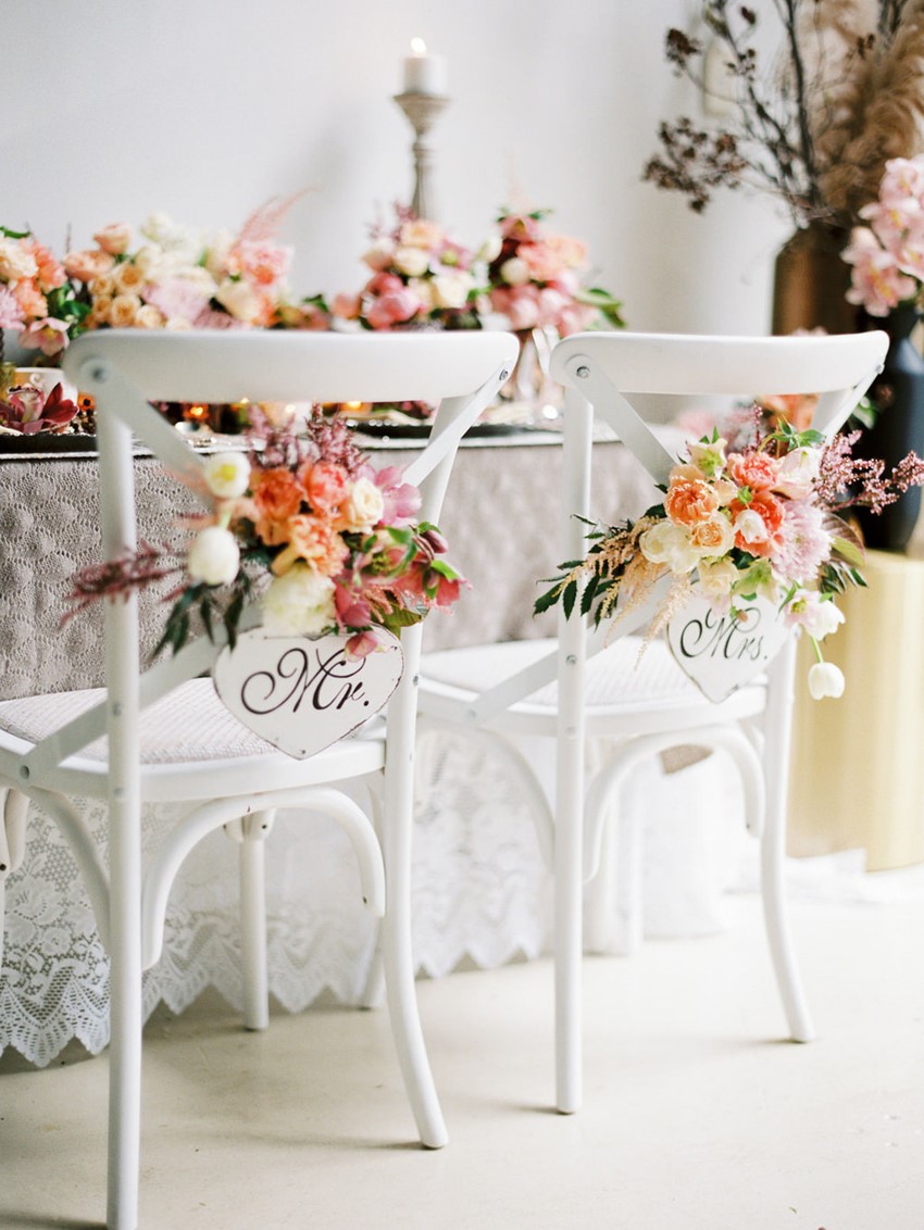 Spring wedding chair decor // Photography ~ We Are Origami 