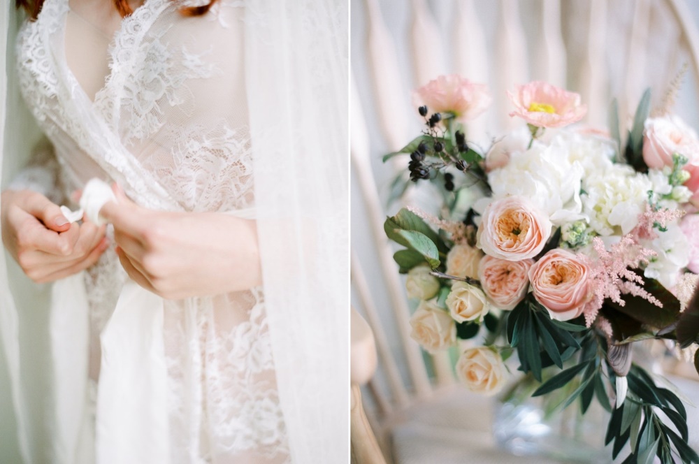 Boudoir session with a lace bridal robe // Photography ~ We Are Origami 