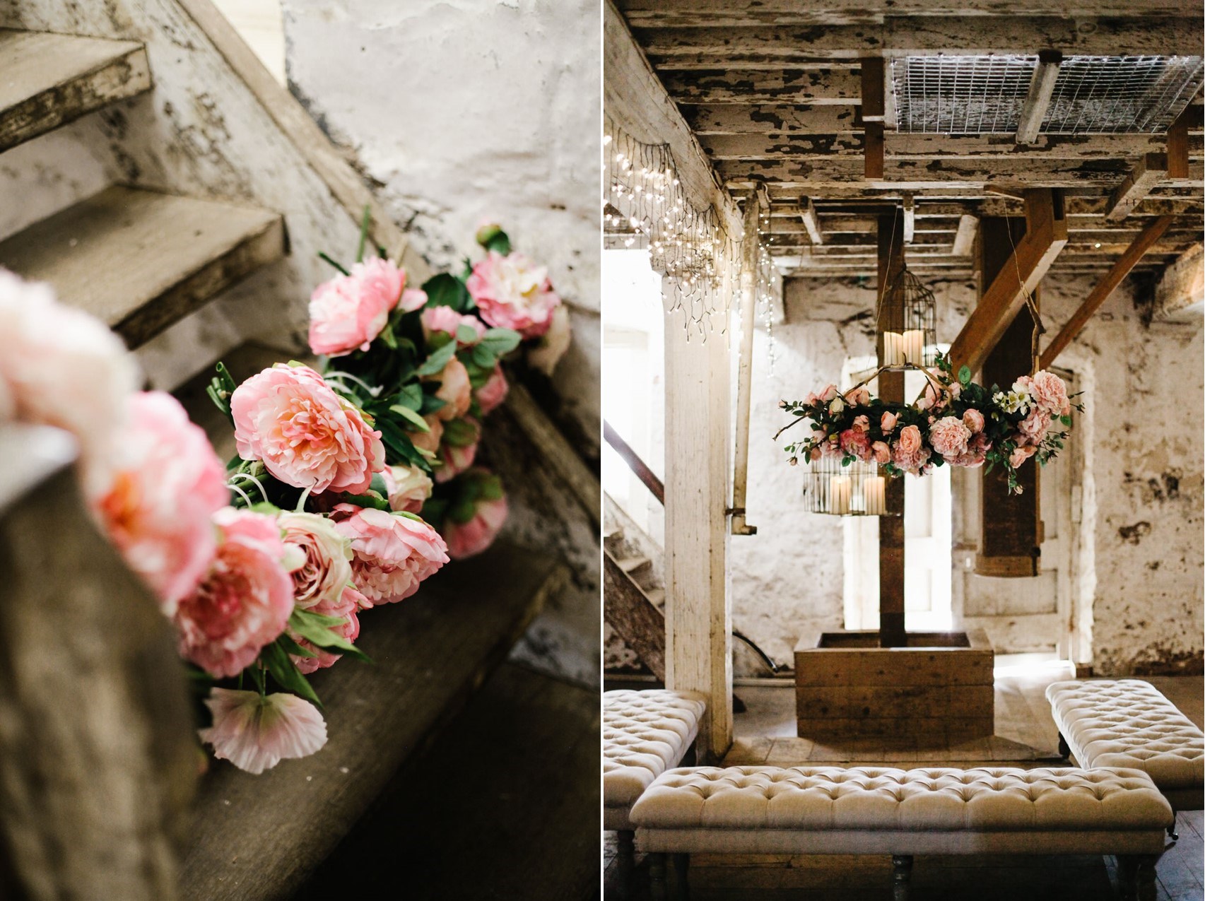 Fresh flower wedding reception decor // Photography by Brown Paper Parcel