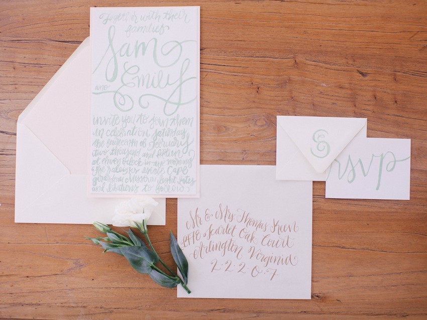 Watercolour Calligraphy Wedding Stationery // Photography ~ @shannonduggan