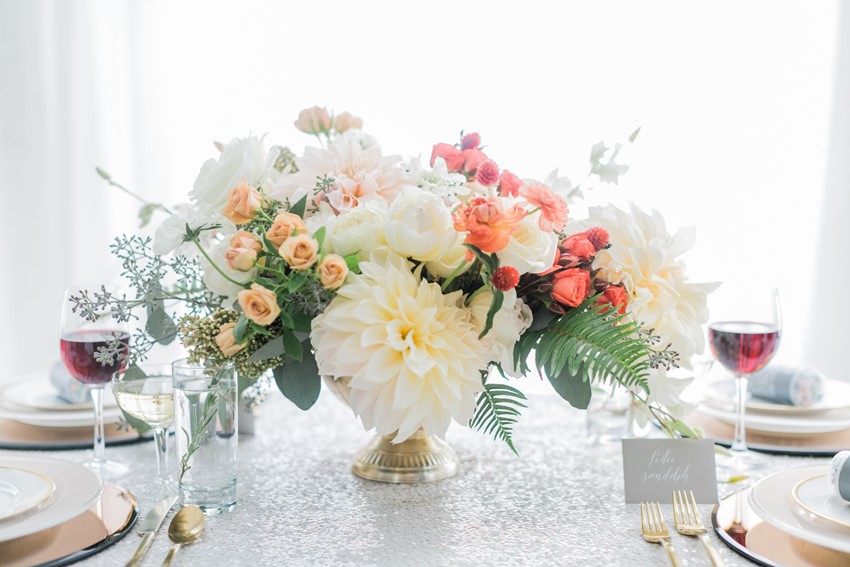 Elegant Floral wedding centrepiece // Photography ~ Alexis June Weddings