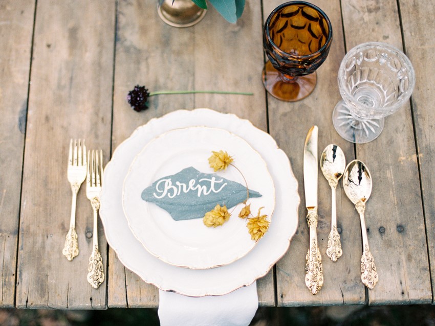 Vintage Woodland Wedding Place Setting // Photography ~ Live View Studios
