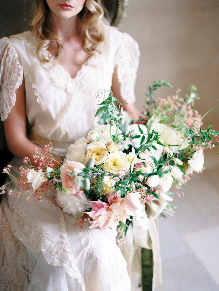 Romantic Vintage Inspired Bridal Bouquet // Photography ~ Rachel Solomon Photography