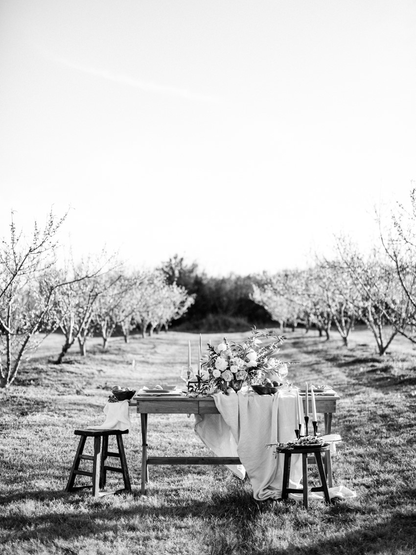 Romantic Springtime Orchard Elopement Sweetheart Table // Photography ~ Archetype
