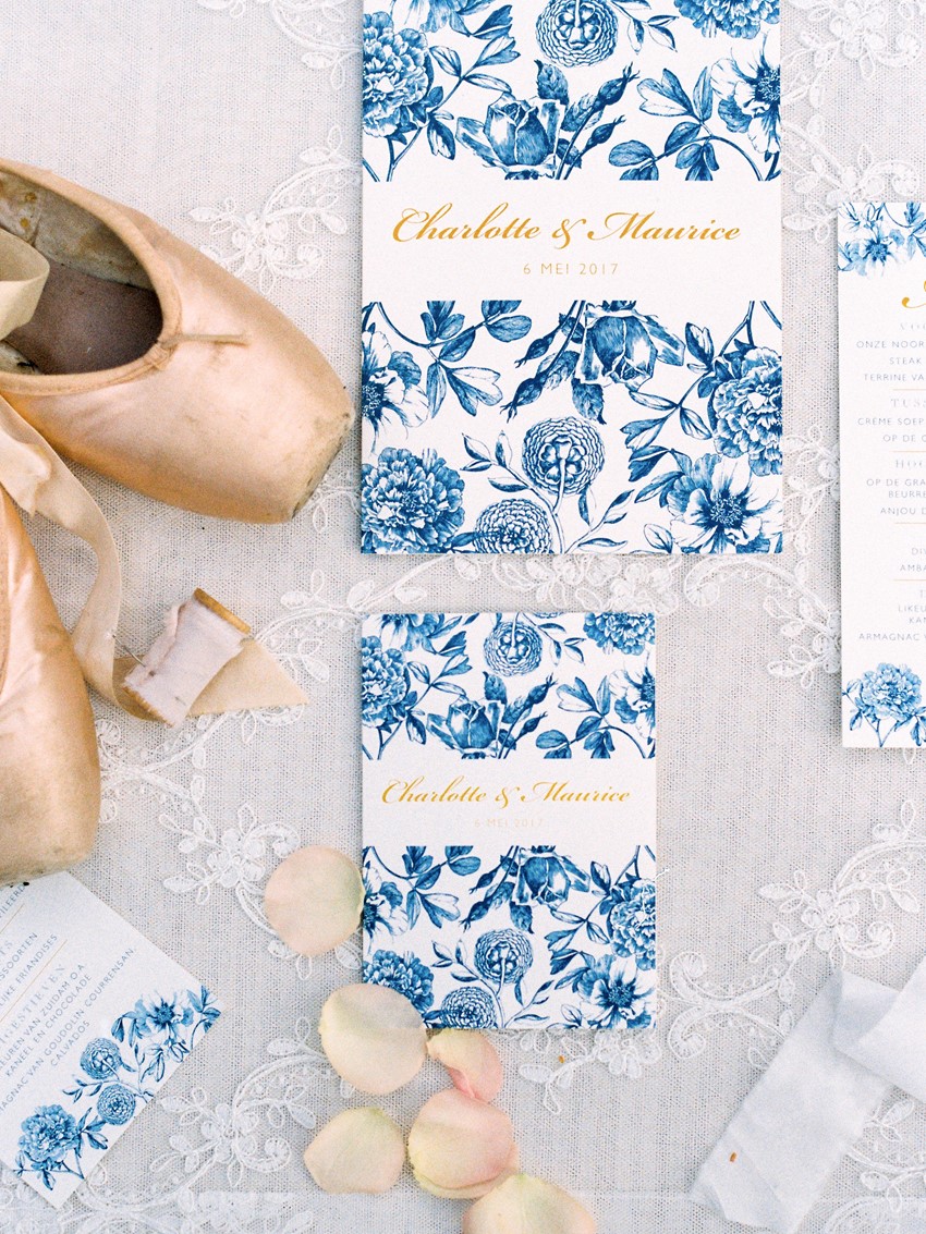 Elegant Blue Floral Wedding Invitation Suite // Photography ~ Chymo More