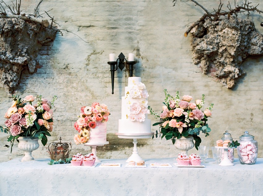 Beautiful Floral Decorated Wedding Dessert Table // Photography ~ Chymo More