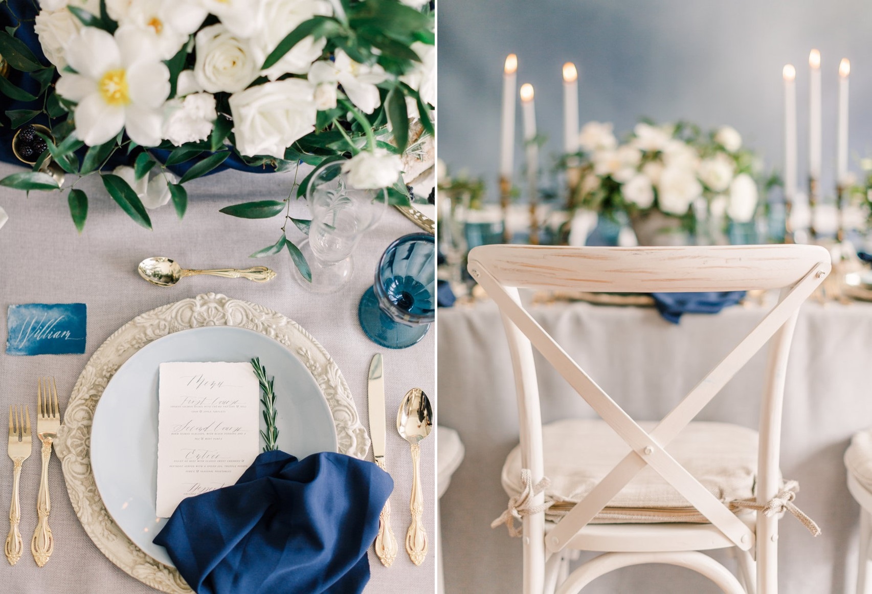 Romantic Modern Vintage Serenity Blue Wedding Place Setting // Photography ~ Artiese Studios
