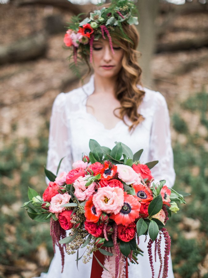 Red Bouquet & Flower Crown // Photography ~ Kurtz Orpia Photography