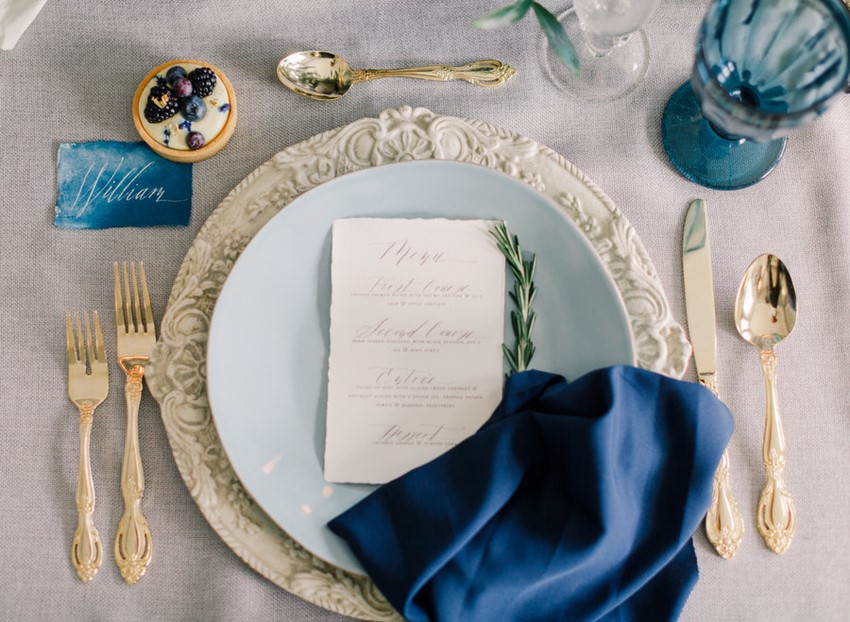 Heavenly Serenity Blue Wedding Place Setting // Photography ~ Artiese Studios