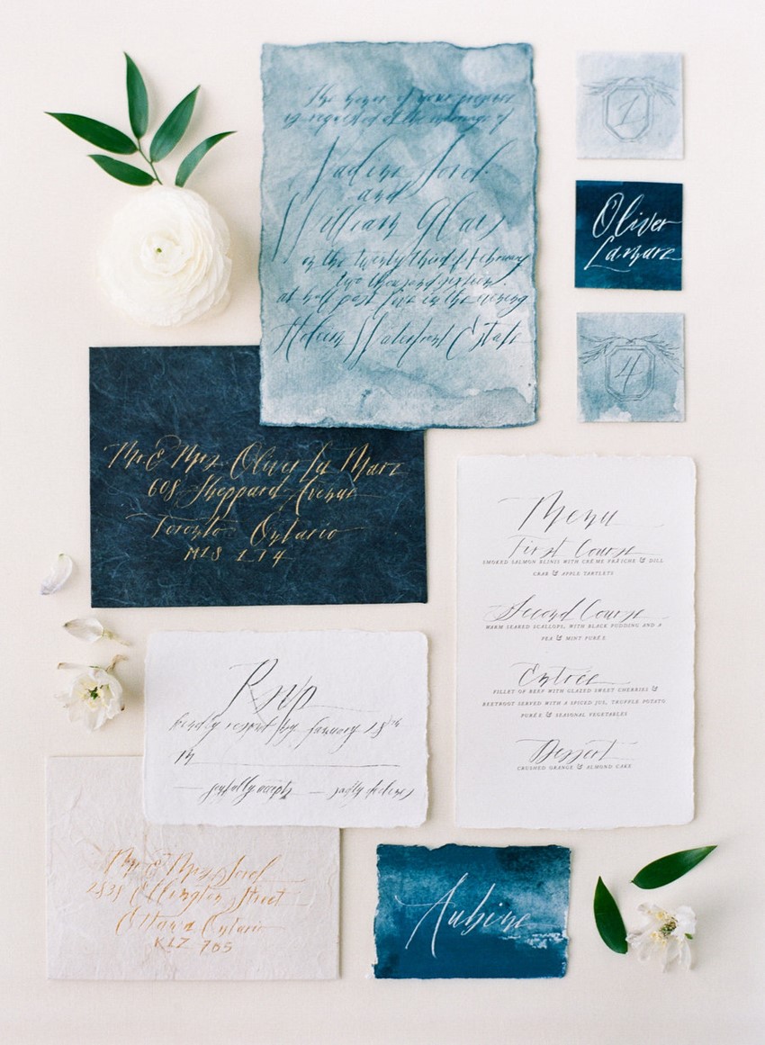 Calligraphy & Watercolour Wedding Stationery // Photography ~ Artiese Studios