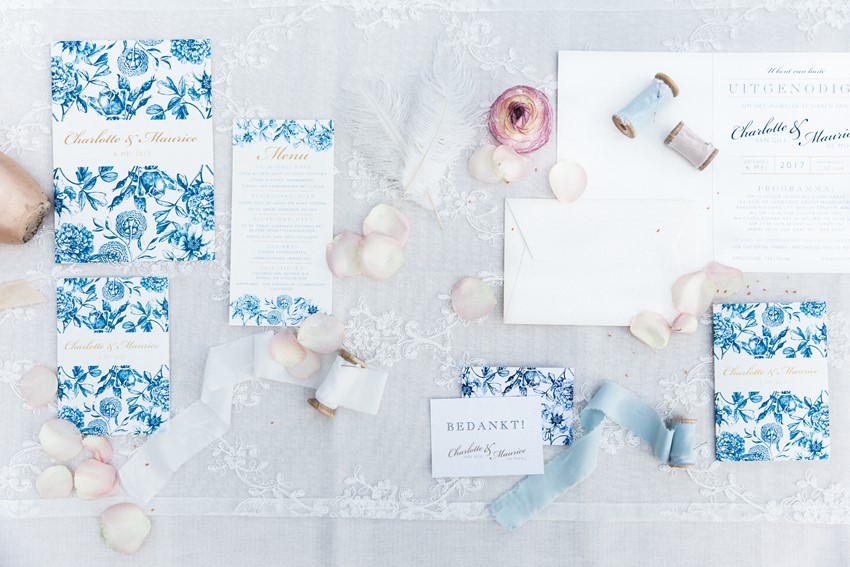 Elegant Blue Wedding Invitation Suite // Photography ~ Chymo More