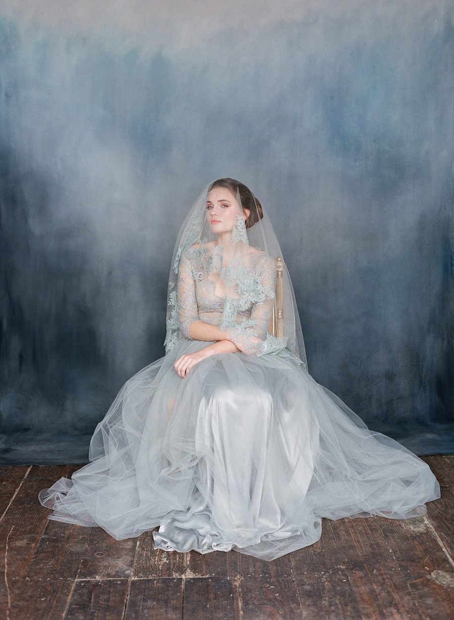 Nightingale - Heavenly Blue Lace Sleeve Wedding Dress 