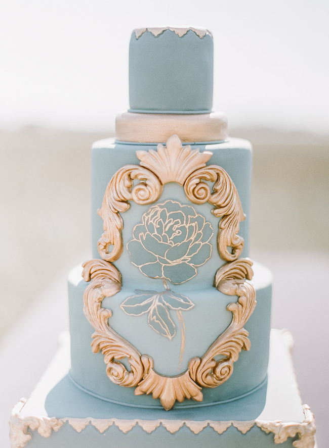Jade& Gold Tall Wedding Cake