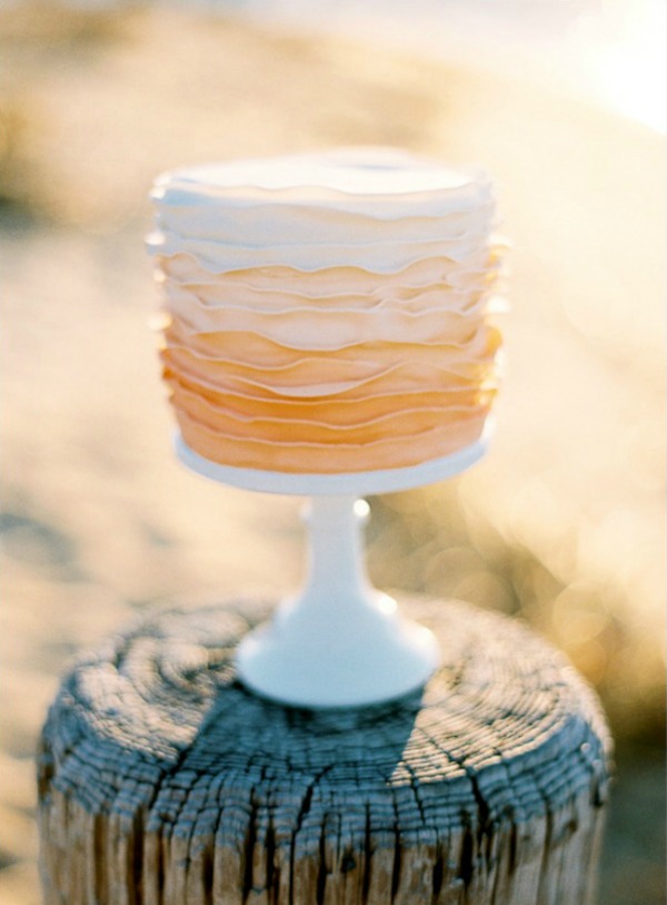 Ombre Ruffles Single Tier Wedding Cake