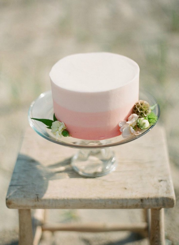 Pink Ombre Single Tier Wedding Cake