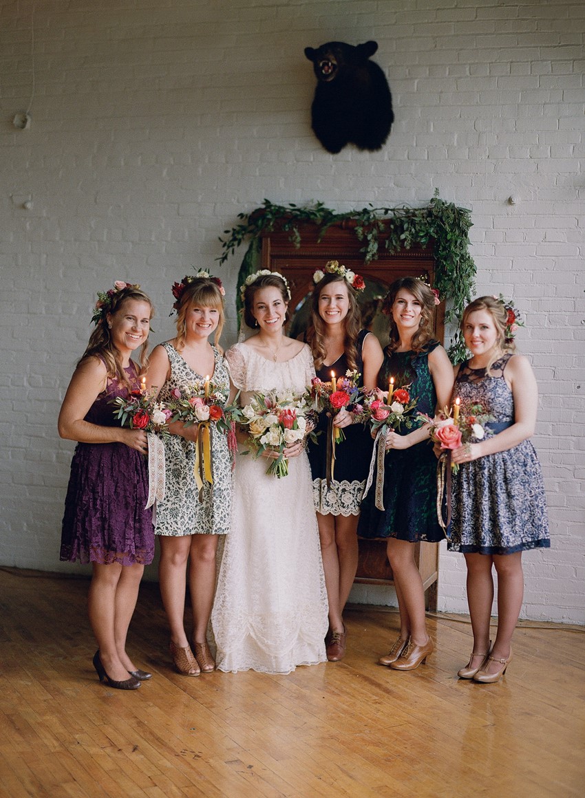 Mismatched Vintage Bridesmaids // Photography ~ Whitney Neal