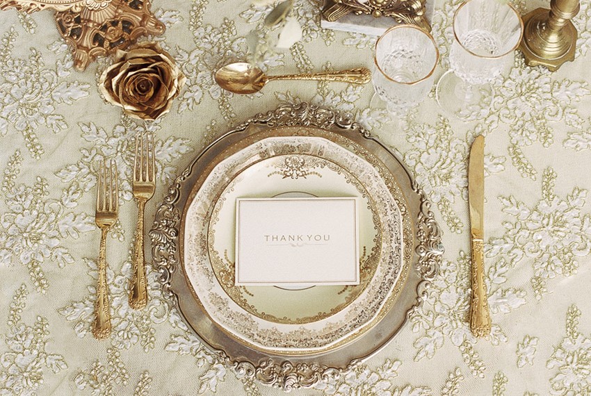 Elegant Gold Wedding Placesetting // Photography ~ Lara Lam