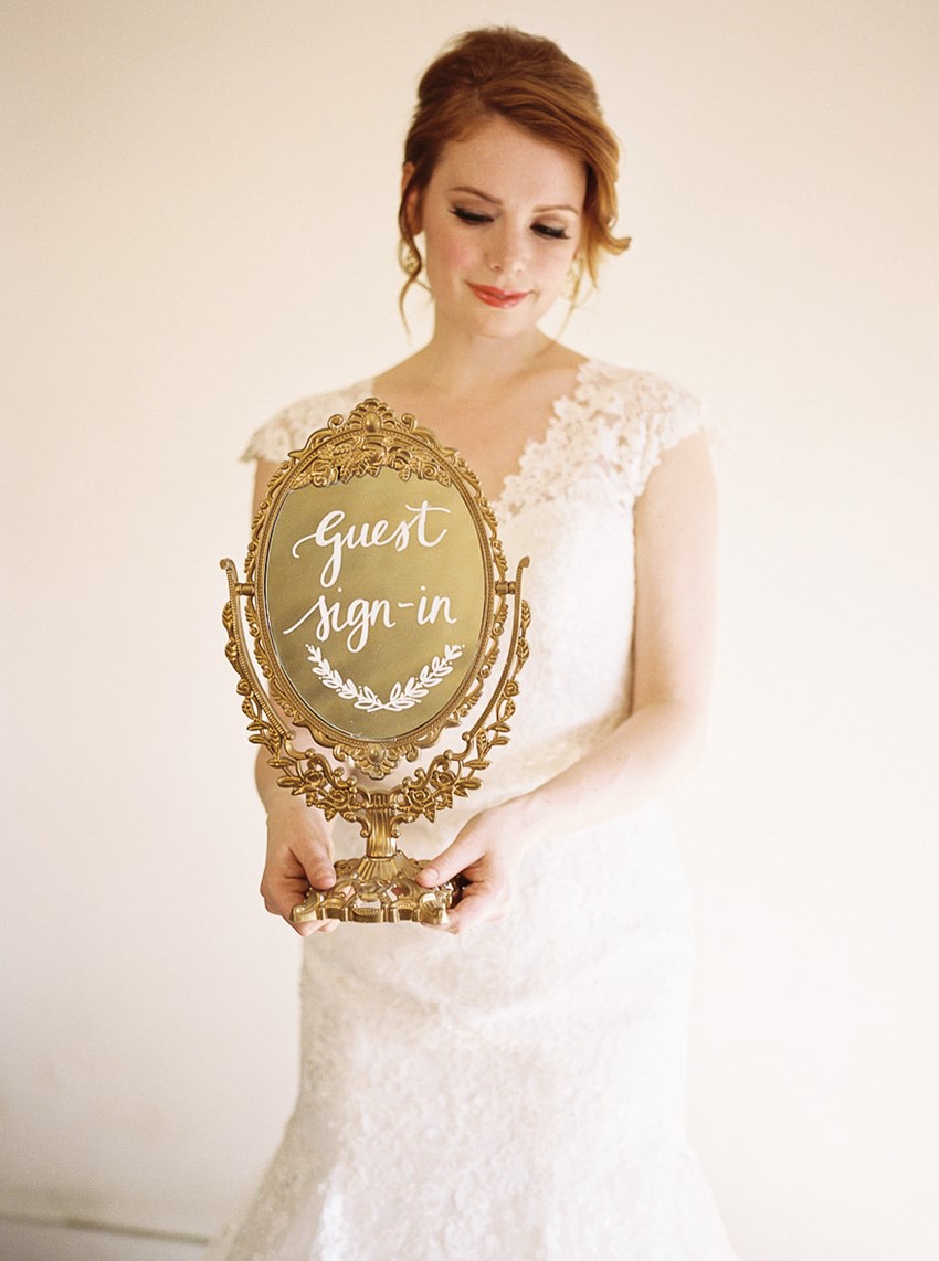 Elegant Bride with a Vintage Gold Mirror // Photography ~ Lara Lam