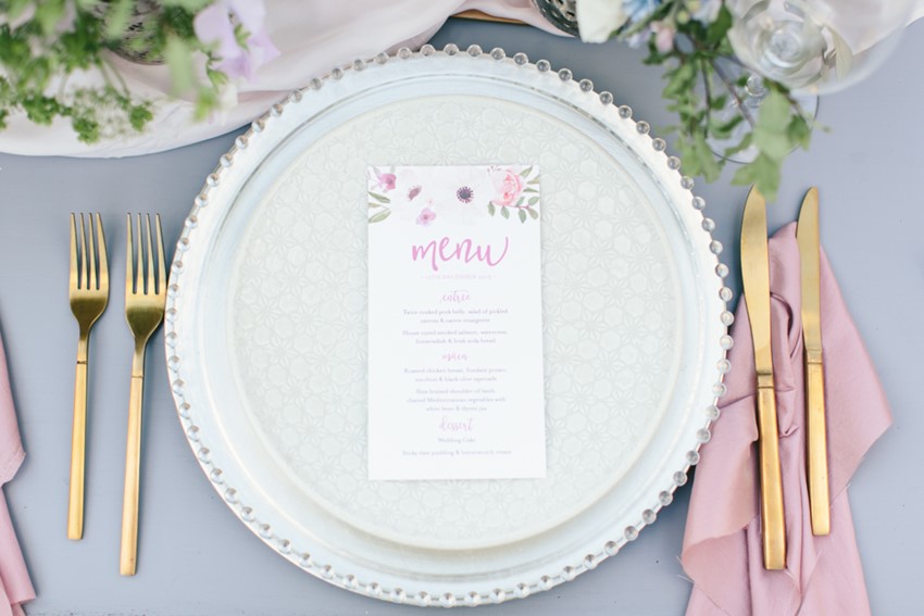 Romantic Lavender Wedding Placesetting // Photography ~ White Images