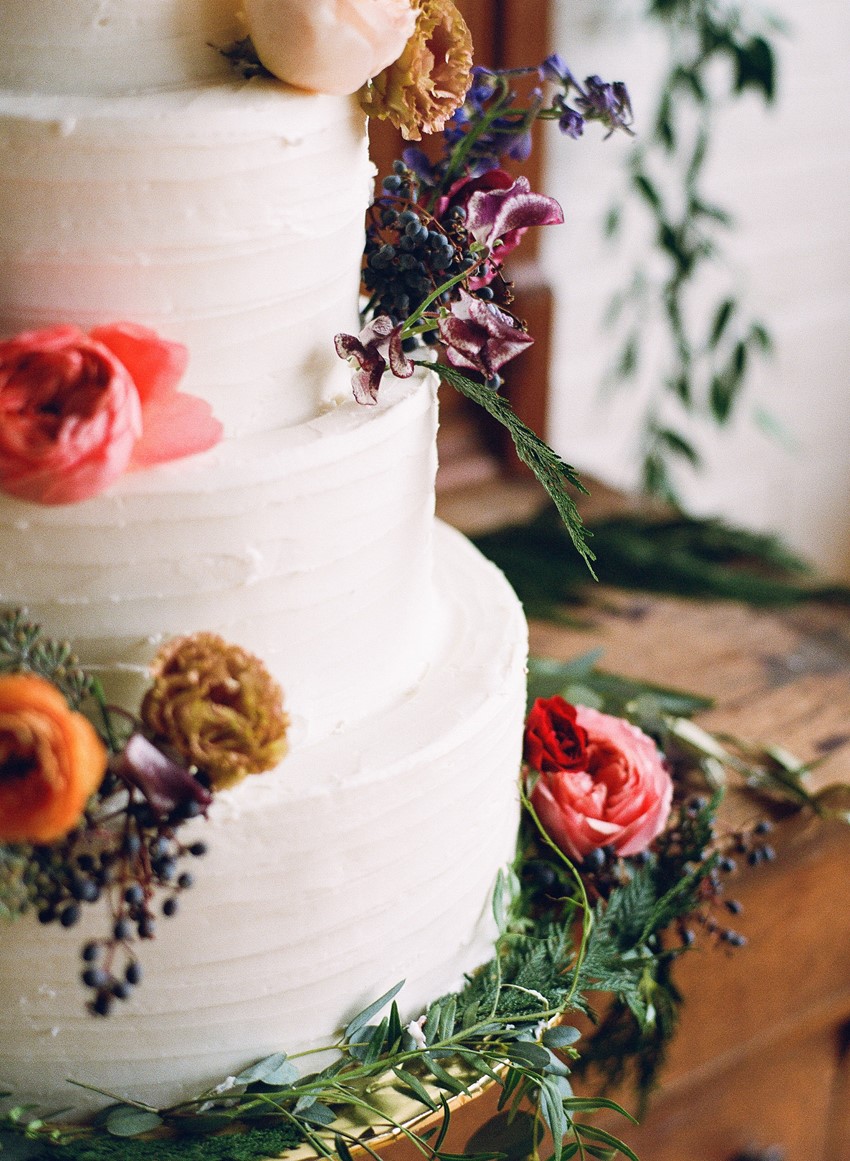 Flower Adorned Wedding Cake // Photography ~ Whitney Neal