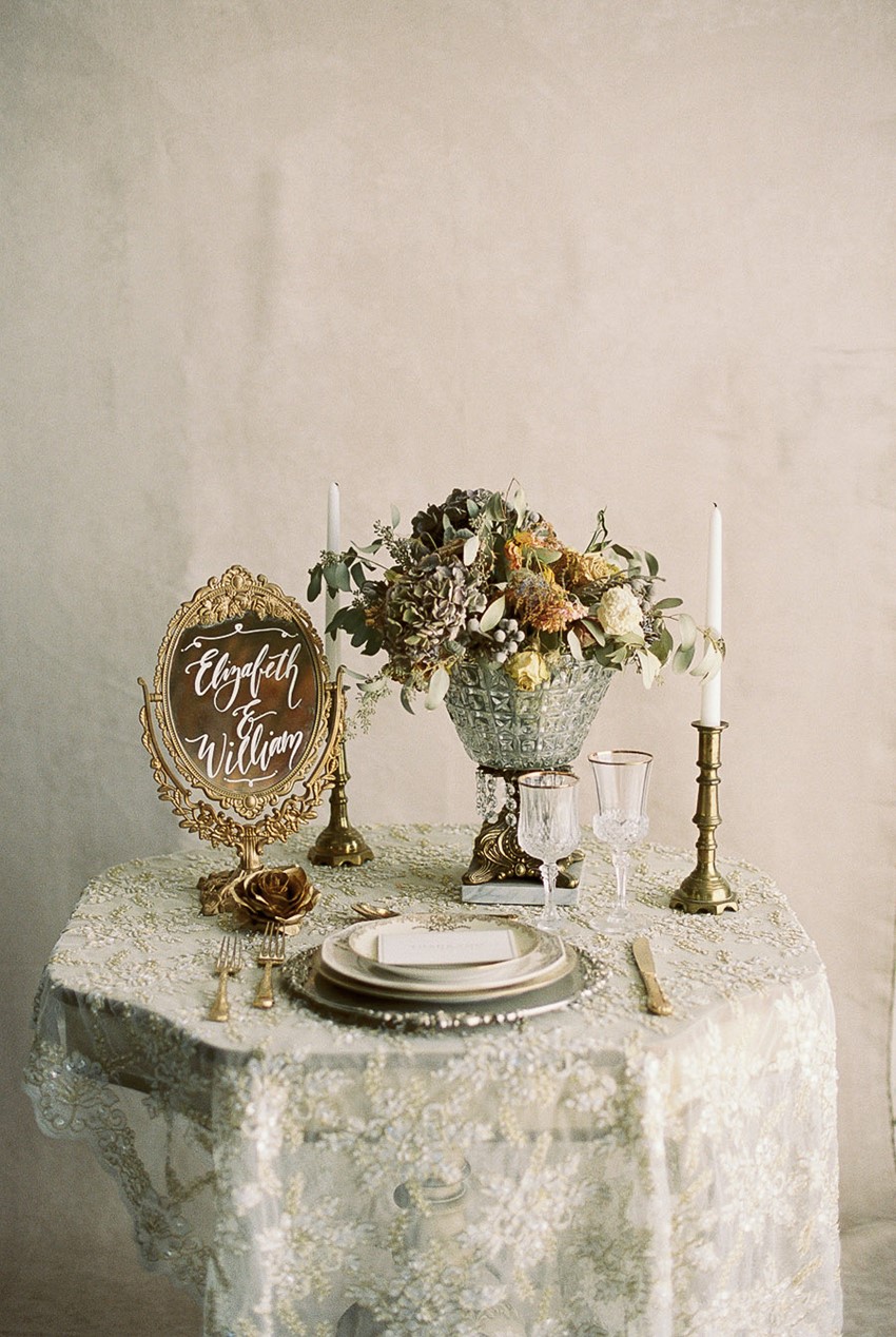 Vintage Gold Wedding Sweetheart Table // Photography ~ Lara Lam