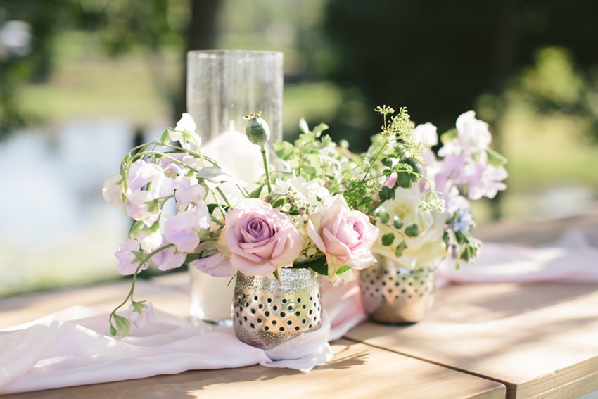 Sweet Floral Wedding Centrepiece // Photography ~ White Images