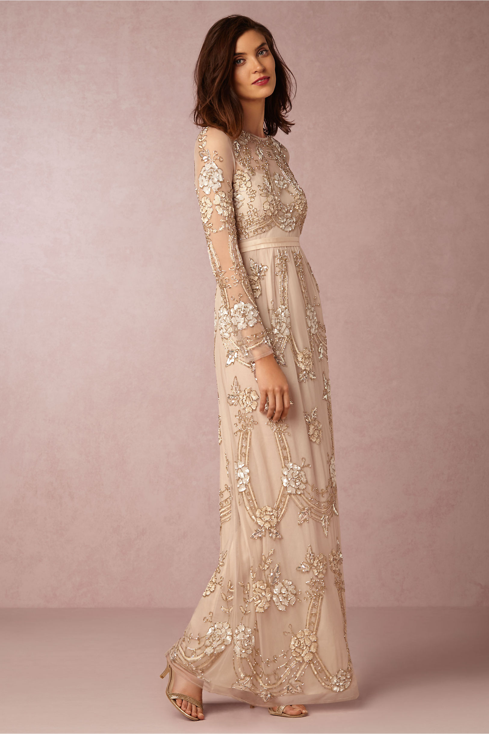 Long Sleeve Embellished Wedding Dress