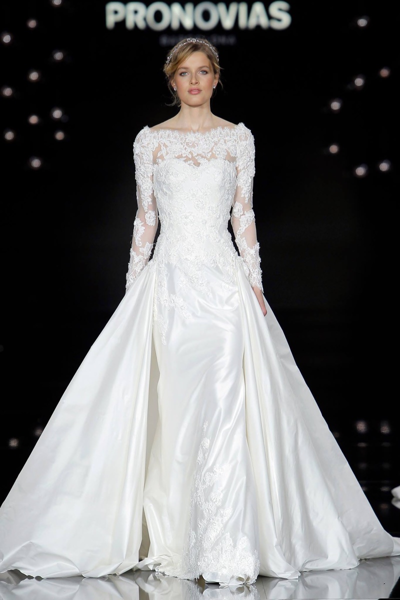Stunning Long Sleeve Lace Wedding Dress with Overskirt from Atelier Pronovias