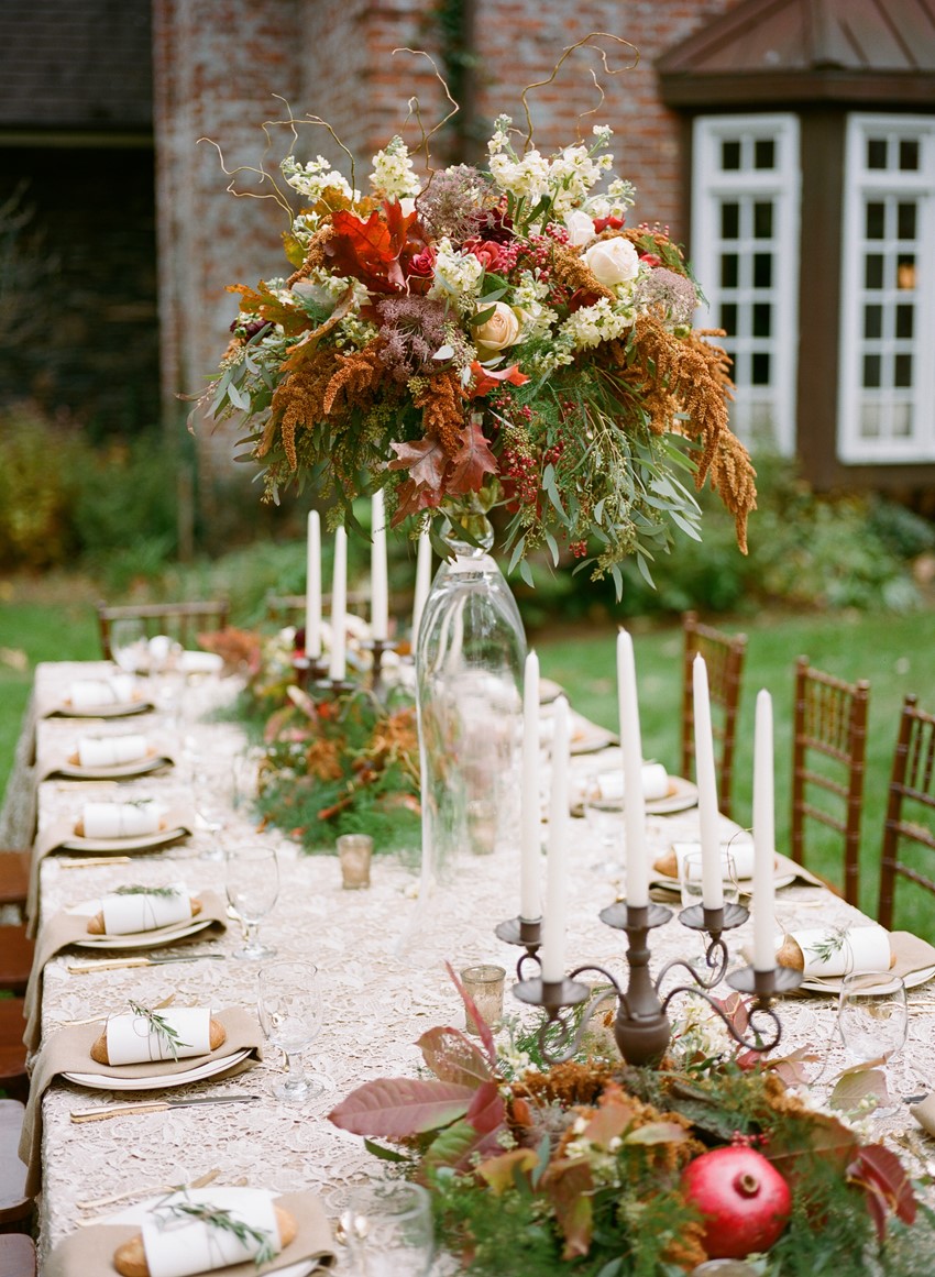 Autumnal Tall Floral Wedding Centrepiece 