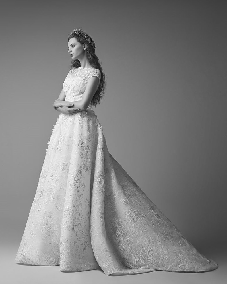 Romantic Lace Wedding Dress with Train from Saiid Kobeisy's 2017 Collection