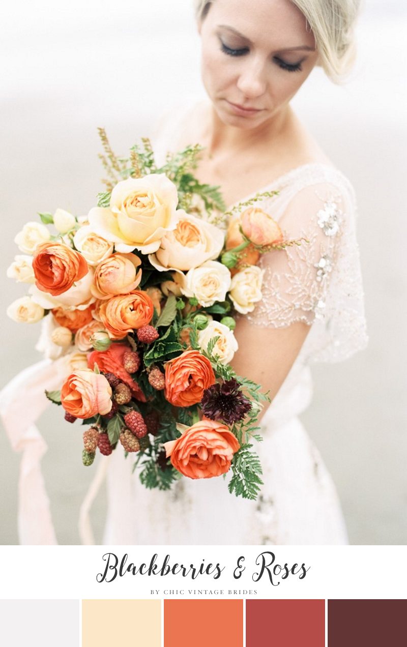 Blackberries & Roses Fall Wedding Color Palette || Fall Wedding Ideas || Fall Bridal Bouquet