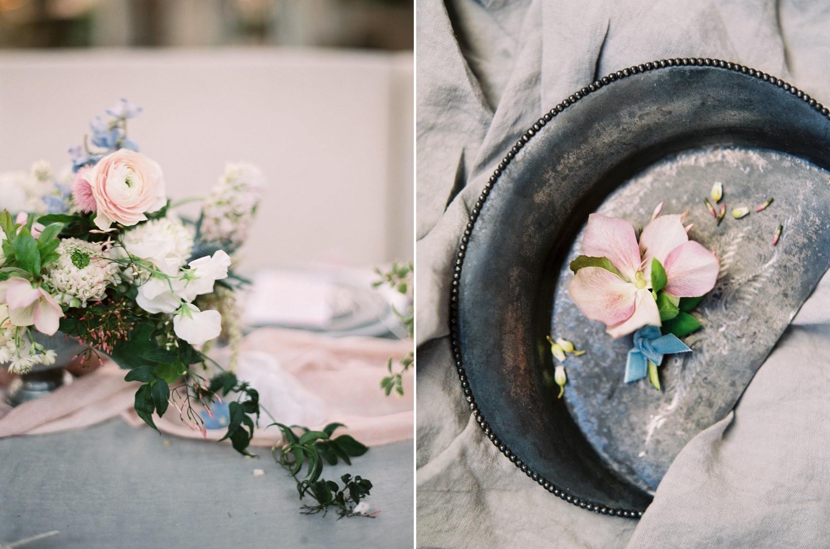 Serenity Blue & Rose Quartz Wedding Decor \\ Photography - Charla Storey