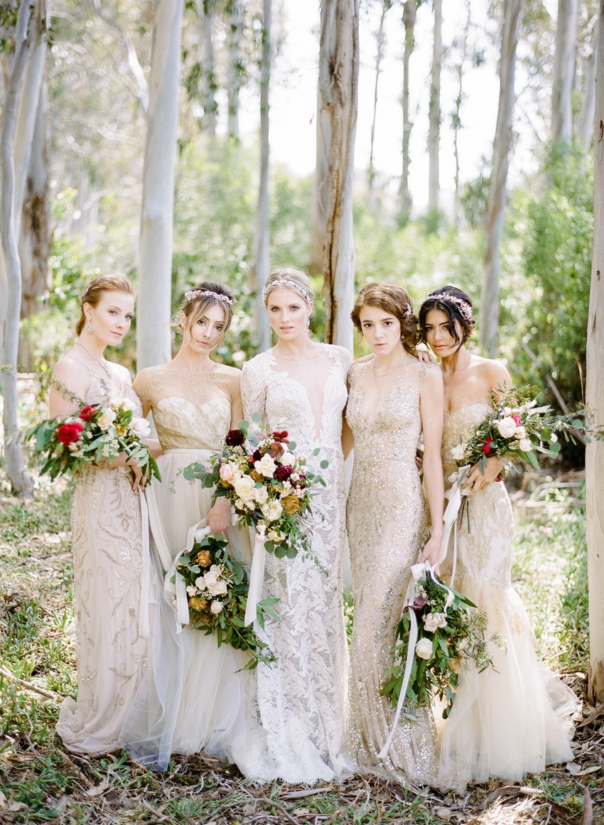 Elegant Mismatched Bridesmaid Dresses // Photography ~ Rebecca Yale Photography