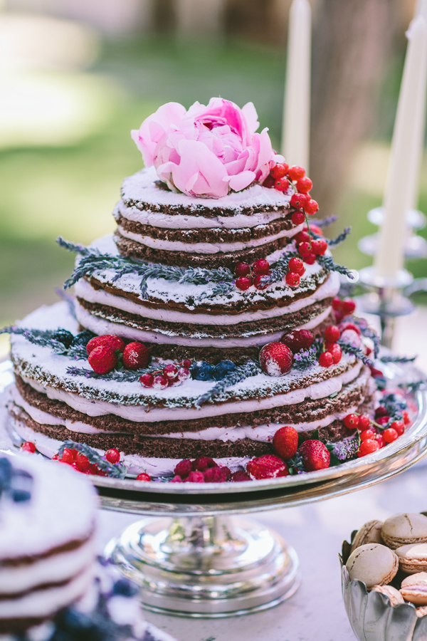 Naked Chocolate Wedding Cake with Fruit