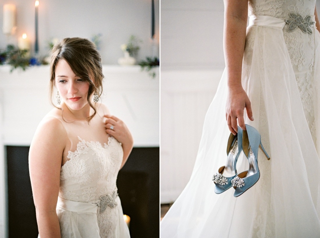 Soft Bridal Makeup & Pale Blue Bridal Shoes // Photography ~ Live View Studios