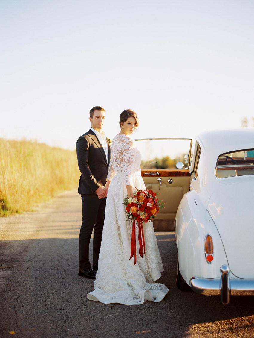 Romantic Fall Wedding Vintage Getaway Car // Photography ~ Kristin La Voie Photography