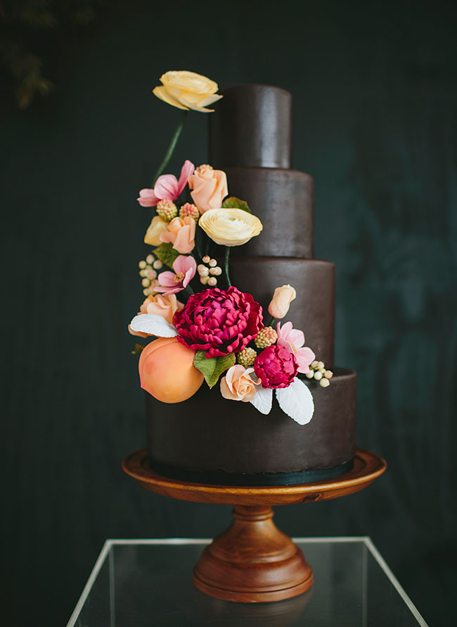 Floral Chocolate Wedding Cake