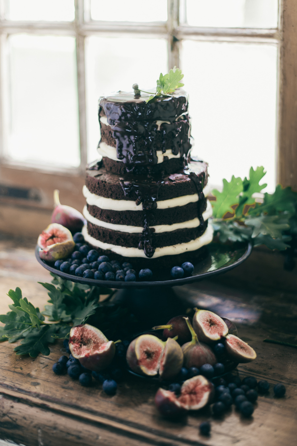 Fig Adorned Choclate Wedding Cake